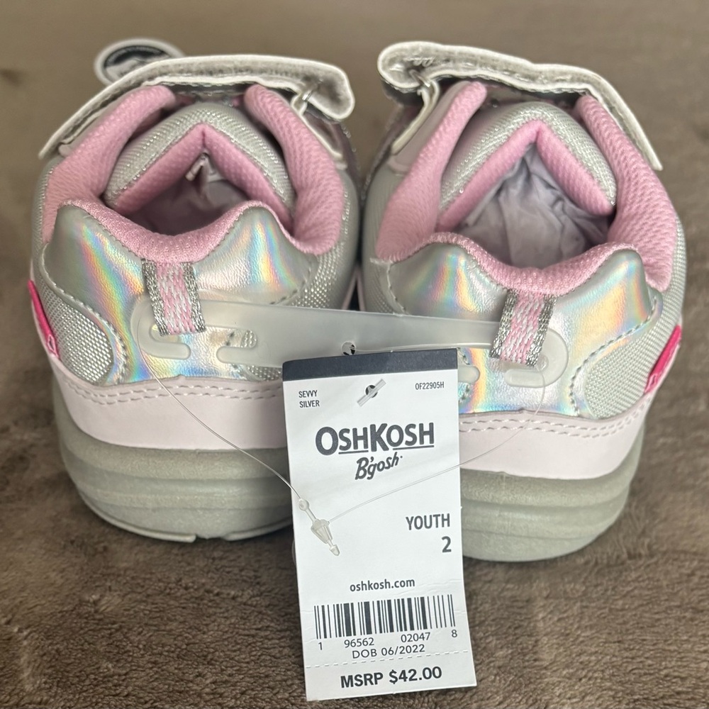 NWT OshKosh B'gosh Kids' Pink and Silver Sneakers - Picture 4 of 5